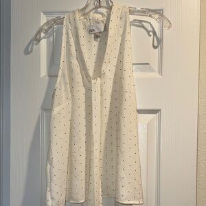 NWT Chic Nordstrom Cream Polka Dot Sleeveless Blouse
